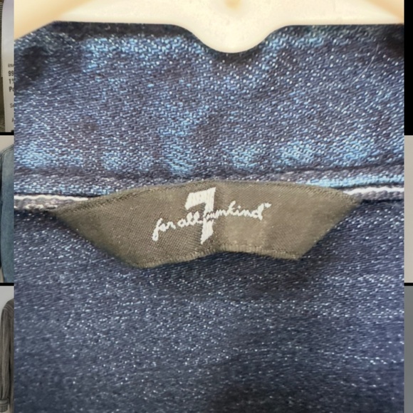 7 For All Mankind Dark Blue Button Up Shirt in Large - Picture 3 of 7